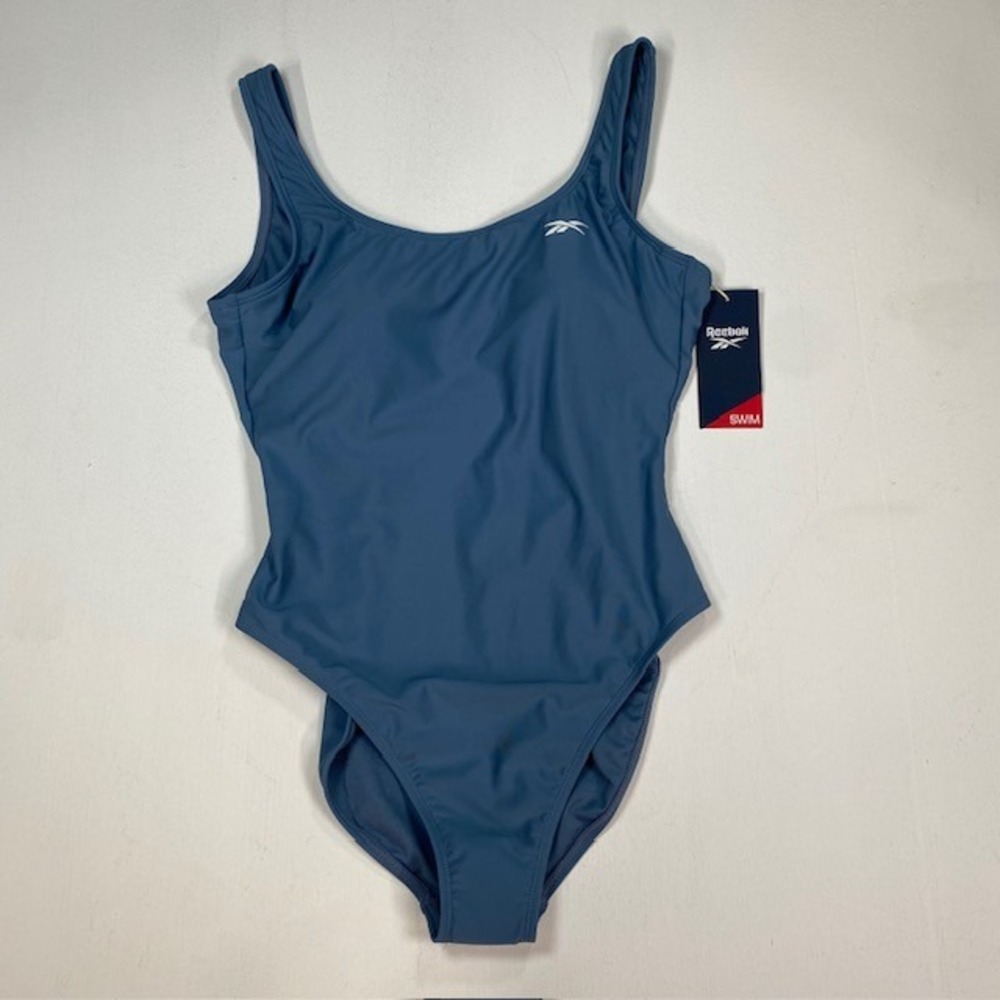 Reebok Womens Slate Blue One Piece Low Scoop‎ Back Swimsuit N423068 Medium NEW